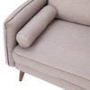 Evie Mid-Century Modern Loveseat Sofa with Faux Linen Fabric Upholstery & Solid Wood Legs in Taupe