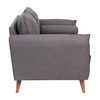 Evie Mid-Century Modern Loveseat Sofa with Faux Linen Fabric Upholstery & Solid Wood Legs in Stone Gray