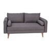 Evie Mid-Century Modern Loveseat Sofa with Faux Linen Fabric Upholstery & Solid Wood Legs in Stone Gray