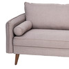 Evie Mid-Century Modern Sofa with Faux Linen Fabric Upholstery & Solid Wood Legs in Taupe