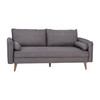 Evie Mid-Century Modern Sofa with Faux Linen Fabric Upholstery & Solid Wood Legs in Stone Gray