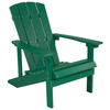 3 Piece Charlestown Green Poly Resin Wood Adirondack Chair Set with Fire Pit - Star and Moon Fire Pit with Mesh Cover