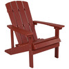 2 Pack Charlestown All-Weather Poly Resin Wood Adirondack Chairs with Side Table in Red