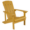 2 Pack Charlestown All-Weather Poly Resin Wood Adirondack Chairs with Side Table in Yellow