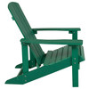 5 Piece Charlestown Green Poly Resin Wood Adirondack Chair Set with Fire Pit - Star and Moon Fire Pit with Mesh Cover