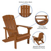 5 Piece Charlestown Teak Poly Resin Wood Adirondack Chair Set with Fire Pit - Star and Moon Fire Pit with Mesh Cover