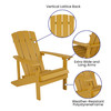 5 Piece Charlestown Yellow Poly Resin Wood Adirondack Chair Set with Fire Pit - Star and Moon Fire Pit with Mesh Cover