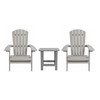 2 Pack Charlestown All-Weather Poly Resin Folding Adirondack Chairs with Side Table in Gray