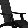 Sawyer Modern All-Weather Poly Resin Wood Adirondack Chair with Foot Rest in Black