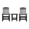 Set of 2 Winston All-Weather Poly Resin Rocking Chairs with Accent Side Table in Black