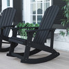 Savannah All-Weather Poly Resin Wood Adirondack Rocking Chair with Rust Resistant Stainless Steel Hardware in Black
