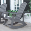 Savannah All-Weather Poly Resin Wood Adirondack Rocking Chair with Rust Resistant Stainless Steel Hardware in Gray