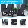 Set of 2 Savannah All-Weather Poly Resin Wood Adirondack Rocking Chairs with Side Table in Black
