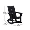 Finn Modern All-Weather 2-Slat Poly Resin Wood Rocking Adirondack Chair with Rust Resistant Stainless Steel Hardware in Black