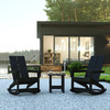 Set of 2 Black Finn Modern All-Weather 2-Slat Poly Resin Rocking Adirondack Chairs with Matching Side Table
