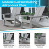 Set of 2 Gray Finn Modern All-Weather 2-Slat Poly Resin Rocking Adirondack Chairs with Matching Side Table