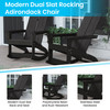 Set of 4 Black Finn Modern All-Weather 2-Slat Poly Resin Rocking Adirondack Chairs with Matching Side Table