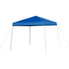 Otis Portable Tailgate/Event Tent Set - 8'x8' Blue Pop Up Canopy Tent, 6-Foot Bi-Fold Table, Set of 4 White Folding Chairs