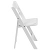 HERCULES Kids White Resin Folding Chair with White Vinyl Padded Seat