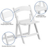 HERCULES Kids White Resin Folding Chair with White Vinyl Padded Seat