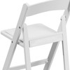 HERCULES Kids White Resin Folding Chair with White Vinyl Padded Seat
