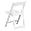 HERCULES Series 1000 lb. Capacity White Resin Folding Chair with Slatted Seat