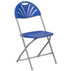 HERCULES Series 650 lb. Capacity Blue Plastic Fan Back Folding Chair