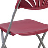 HERCULES Series 650 lb. Capacity Burgundy Plastic Fan Back Folding Chair