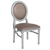 HERCULES Series 900 lb. Capacity King Louis Chair with Taupe Vinyl Back and Seat and Silver Frame