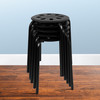 Bailey Plastic Nesting Stack Stools, 17.5"Height, Black (5 Pack)