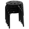 Bentley Plastic Nesting Stack Stools, 11.5"Height, Black (5 Pack)