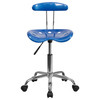 Elliott Vibrant Bright Blue and Chrome Swivel Task Office Chair with Tractor Seat