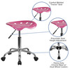 Vibrant Pink Tractor Seat and Chrome Stool