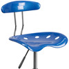 Bradley Vibrant Bright Blue and Chrome Drafting Stool with Tractor Seat