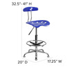 Bradley Vibrant Nautical Blue and Chrome Drafting Stool with Tractor Seat