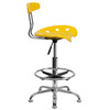 Bradley Vibrant Yellow and Chrome Drafting Stool with Tractor Seat