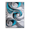 Tellus Collection 5' x 7' Olefin Turquoise Ocean Waves Pattern Area Rug with Jute Backing for Entryway, Living Room, Bedroom