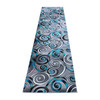Masie Collection 3' x 10' Turquoise Swirl Olefin Area Rug with Jute Backing - Entryway, Living Room, Bedroom