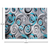 Masie Collection 5' x 7' Turquoise Swirl Olefin Area Rug with Jute Backing - Entryway, Living Room, Bedroom