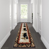 Ursus Collection 3' x 10' Rustic Lodge Wandering Black Bear and Cub Area Rug with Jute Backing