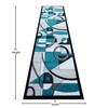 Elias Collection 3' x 10' Turquoise Geometric Abstract Area Rug - Olefin Rug with Jute Backing - Hallway, Entryway, or Bedroom