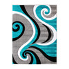 Athos Collection 5' x 7' Turquoise Abstract Area Rug - Olefin Rug with Jute Backing - Hallway, Entryway, or Bedroom