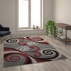 Valli Collection 6' x 9' Red Abstract Area Rug - Olefin Rug with Jute Backing - Hallway, Entryway, Bedroom, Living Room