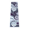 Cirrus Collection 2' x 7' Purple Swirl Patterned Olefin Area Rug with Jute Backing for Entryway, Living Room, Bedroom