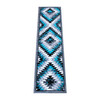 Teagan Collection Southwestern 2' x 7' Turquoise Area Rug - Olefin Rug with Jute Backing - Entryway, Living Room, Bedroom