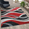 Wisp Collection 5' x 7' Red Rippled Olefin Area Rug with Jute Backing for Entryway, Living Room, Bedroom