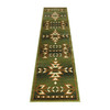 Lodi Collection Southwestern 2' x 7' Green Area Rug - Olefin Rug with Jute Backing for Hallway, Entryway, Bedroom, Living Room