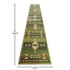 Lodi Collection Southwestern 3' x 16' Green Area Rug - Olefin Rug with Jute Backing for Hallway, Entryway, Bedroom, Living Room