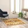 Lodi Collection Southwestern 4' x 5' Brown Area Rug - Olefin Rug with Jute Backing for Hallway, Entryway, Bedroom, Living Room