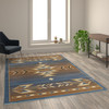 Lodi Collection Southwestern 6' x 9' Blue Area Rug - Olefin Rug with Jute Backing for Hallway, Entryway, Bedroom, Living Room